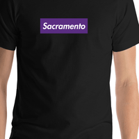 Thumbnail for Personalized Streetwear T-Shirt - Black - Sacramento - Shirt Close-Up View