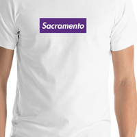 Thumbnail for Personalized Streetwear T-Shirt - White - Sacramento - Shirt Close-Up View