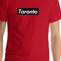 Thumbnail for Personalized Streetwear T-Shirt - Red - Toronto - Shirt Close-Up View