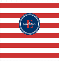 Thumbnail for Personalized Striped Shower Curtain - Red, White, and Blue - Circle Nameplate - Decorate View
