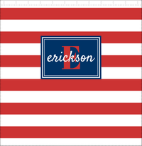 Thumbnail for Personalized Striped Shower Curtain - Red, White, and Blue - Rectangle Nameplate - Decorate View