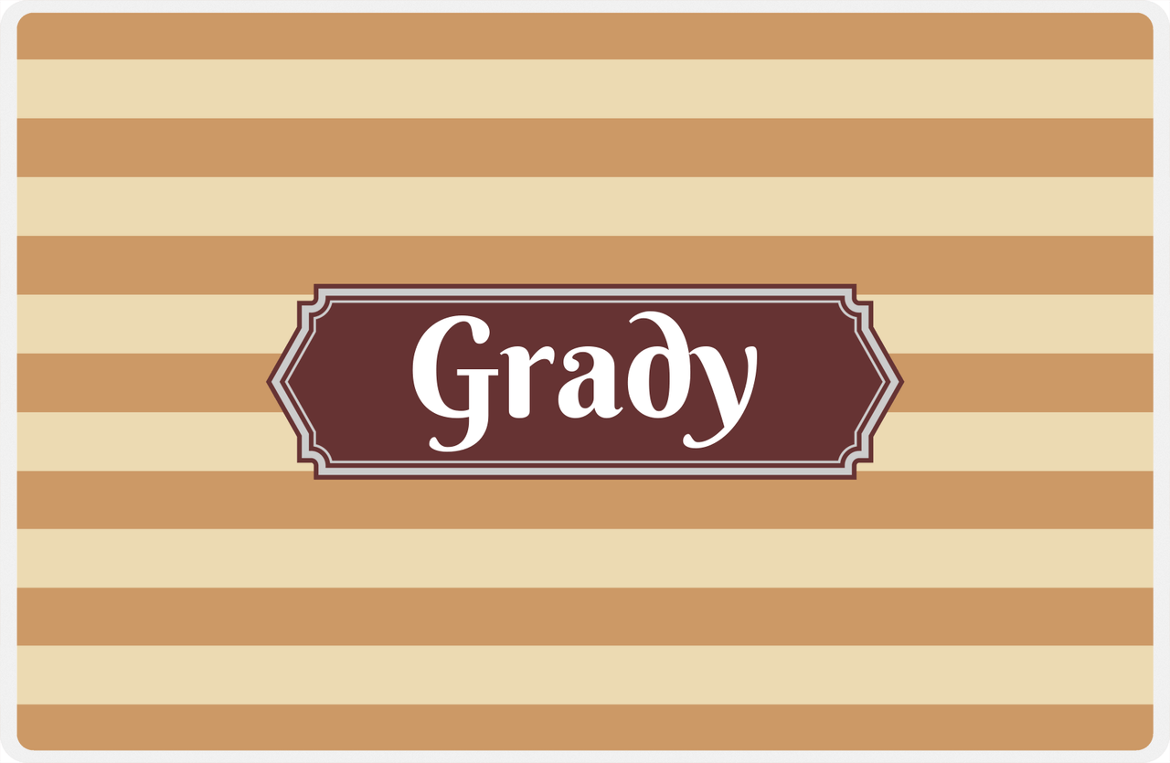 Personalized Striped Placemat - Light Brown and Champagne Stripes - Brown Decorative Rectangle Frame -  View
