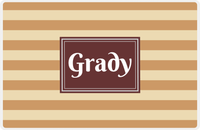Thumbnail for Personalized Striped Placemat - Light Brown and Champagne Stripes - Brown Rectangle Frame -  View