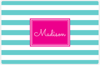 Thumbnail for Personalized Striped Placemat - Viking Blue and White Stripes - Hot Pink Rectangle Frame -  View