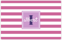 Thumbnail for Personalized Striped II Placemat - Name Over Initial - Orchid - Square Frame -  View