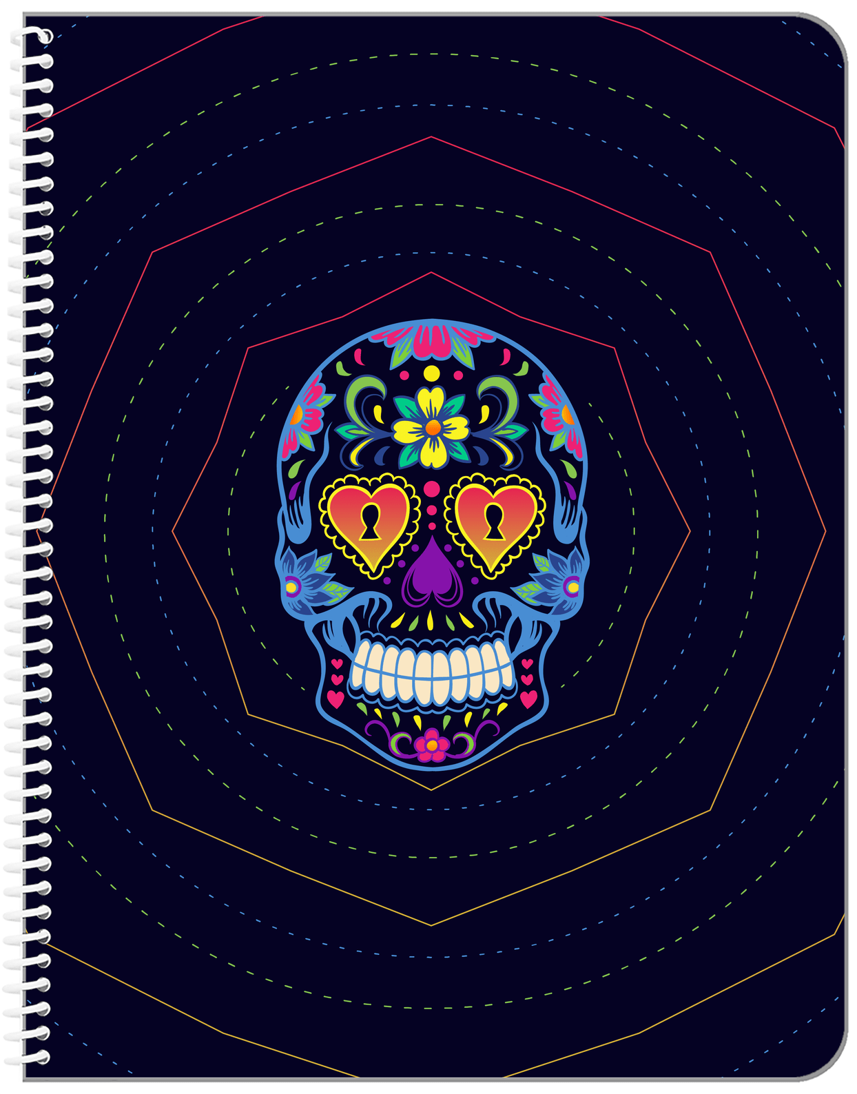 Sugar Skulls Notebook - Blue Background - Front View