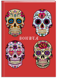 Thumbnail for Personalized Sugar Skulls Journal - Red Background - Front View