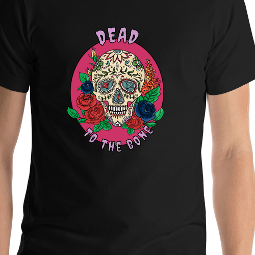 Sugar Skull T-Shirt - Black - Dead to the Bone - Shirt Close-Up View