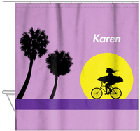 Thumbnail for Personalized Surfing Shower Curtain IX - Surfer Silhouette II - Hanging View