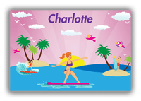 Thumbnail for Personalized Surfing Canvas Wrap & Photo Print VI - Pink Background - Redhead Girl - Front View