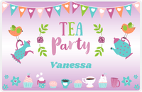 Thumbnail for Personalized Tea Party Placemat III - Birdies - Purple Background -  View