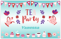 Thumbnail for Personalized Tea Party Placemat III - Birdies - Teal Background -  View