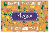 Thumbnail for Personalized Thanksgiving Placemat VIII - Leaves Background - Decorative Rectangle Nameplate -  View