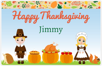 Thumbnail for Personalized Thanksgiving Placemat IX - Thanksgiving Celebration - Blonde Characters -  View