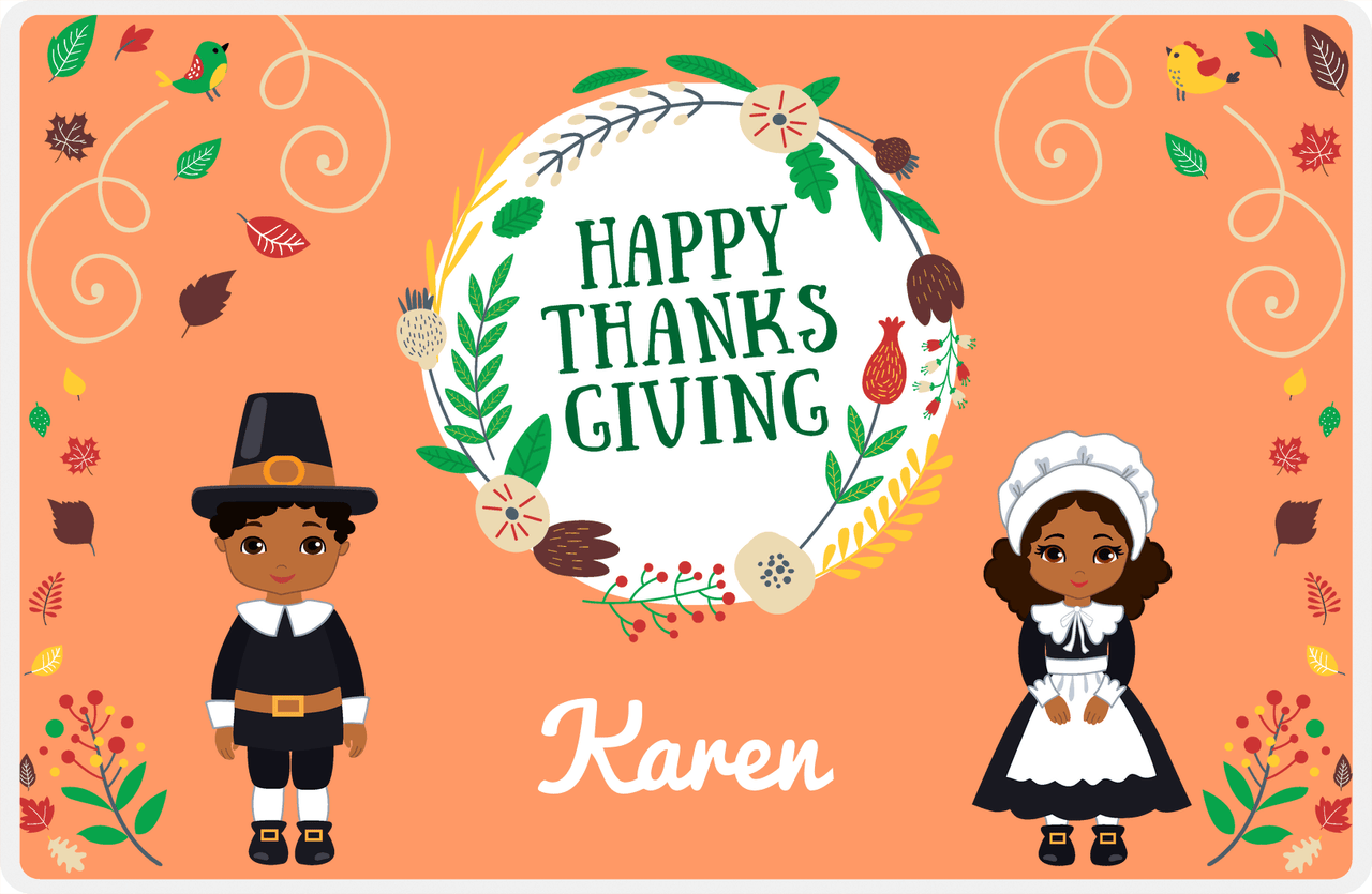 Personalized Thanksgiving Placemat XI - Happy Thanksgiving - Black Characters II -  View