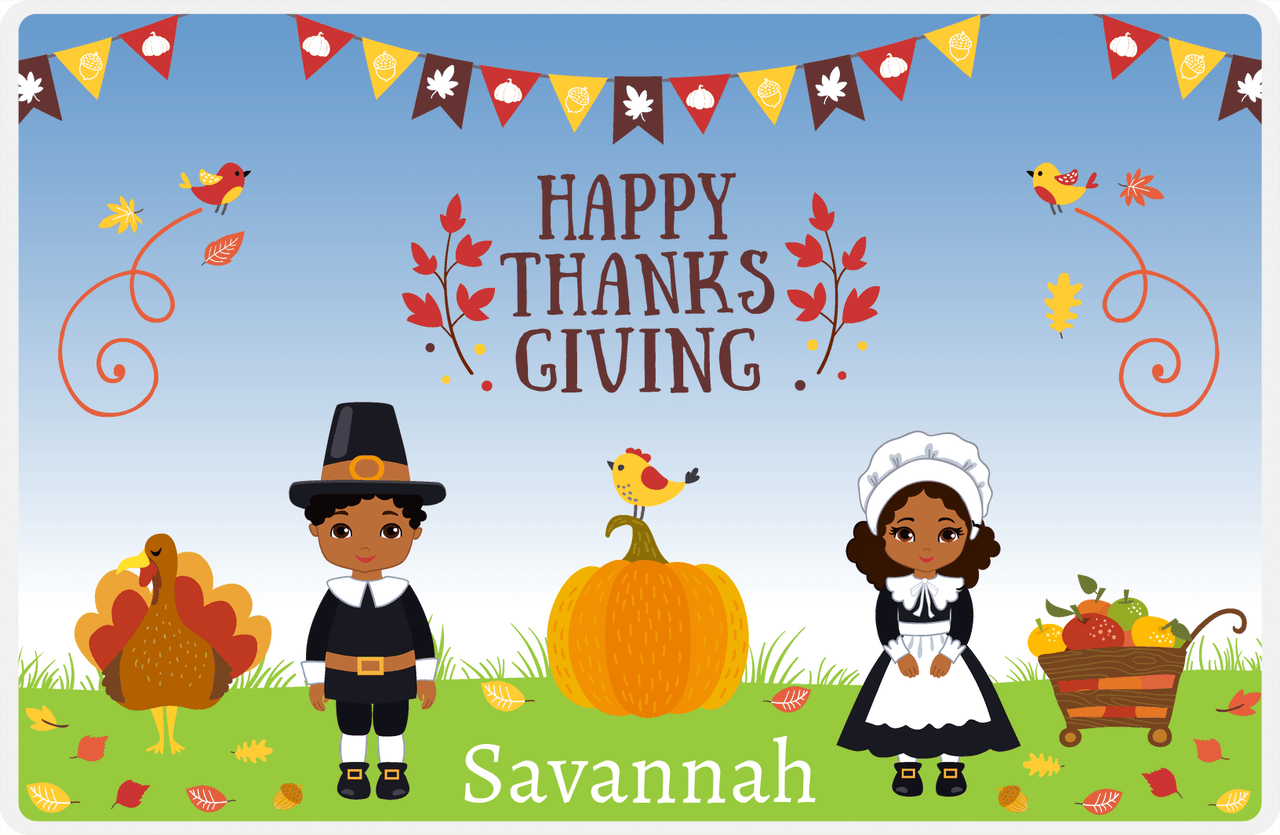 Personalized Thanksgiving Placemat XIII - Harvest Thanks - Black Characters II -  View