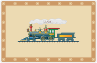 Thumbnail for Personalized Train Placemat - Champagne and Light Brown - Name in Smoke -  View