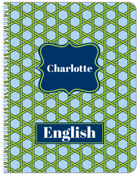 Thumbnail for Personalized Trellis Notebook I - Blue and Green - Fancy Nameplate - Front View