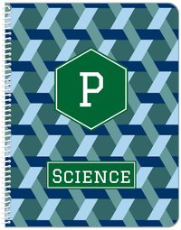 Thumbnail for Personalized Trellis Notebook II - Blue and Green - Hexagon Nameplate - Front View