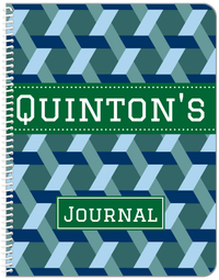 Thumbnail for Personalized Trellis Notebook II - Blue and Green - Ribbon Nameplate - Front View