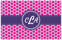 Thumbnail for Personalized Trellis Placemat - Hot Pink and White - Indigo Circle Frame with Ribbon -  View