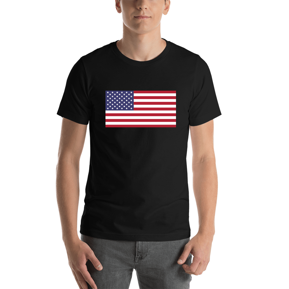 Personalized T-Shirt - Black - Upload Your Logo - USA - Shirt View