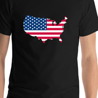 Thumbnail for Personalized T-Shirt - Black - Upload Your Logo - USA - Shirt Close-Up View