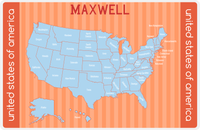 Thumbnail for Personalized United States of America Map Placemat I - Orange Background -  View