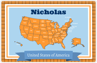 Thumbnail for Personalized United States of America Map Placemat IV - Orange Border -  View