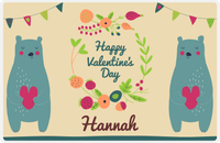 Thumbnail for Personalized Valentines Day Placemat I - Bear Hug - Tan Background -  View
