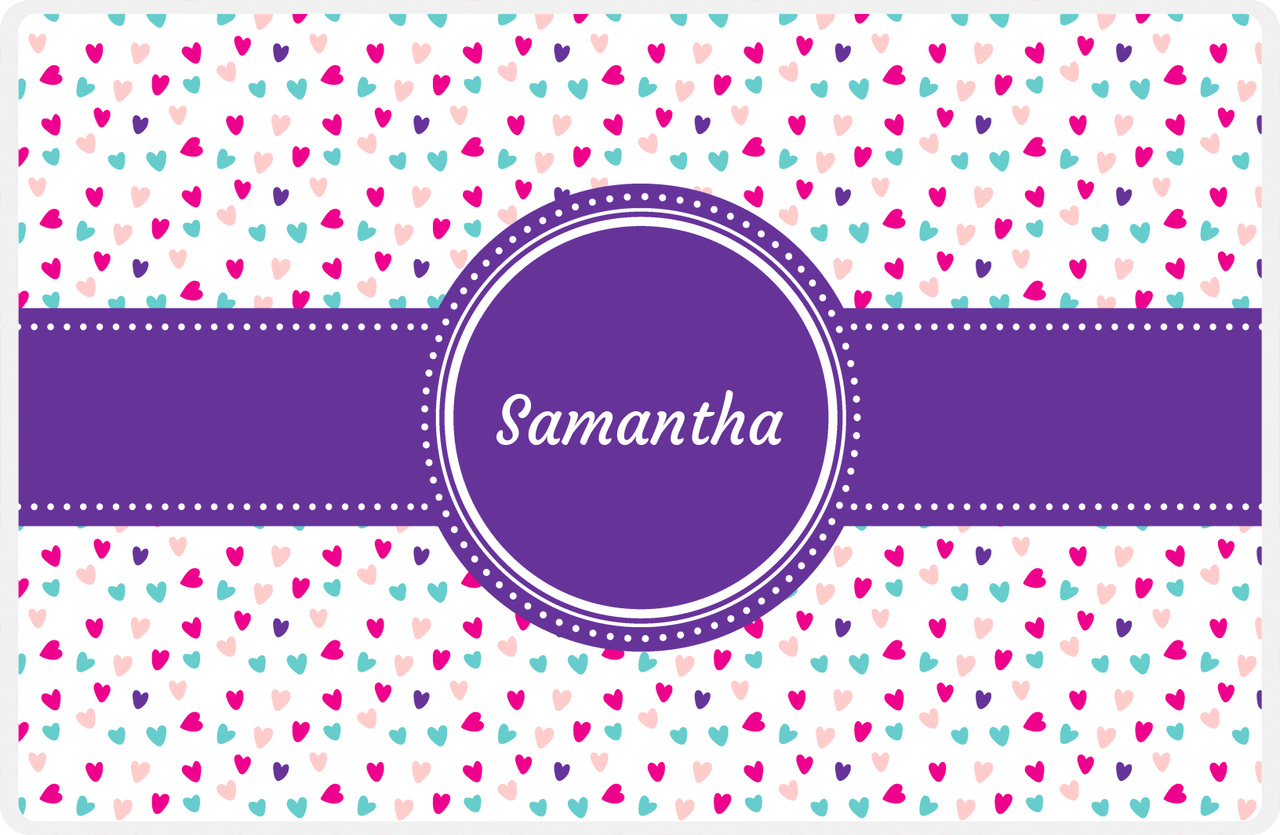 Personalized Valentines Day Placemat VI - Little Hearts - Circle Ribbon Nameplate -  View