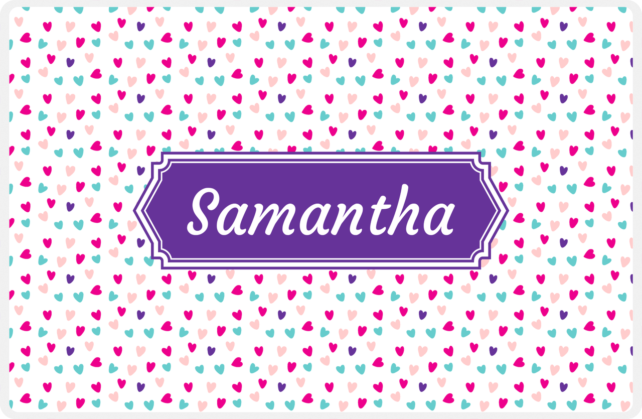 Personalized Valentines Day Placemat VI - Little Hearts - Decorative Rectangle Nameplate -  View