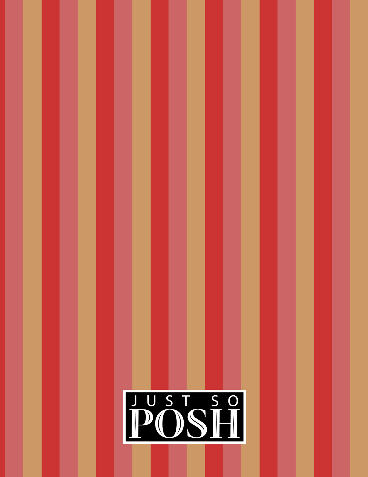 Personalized Vertical Striped Notebook II - Red and Brown - Rectangle Nameplate - Back View
