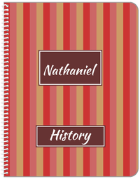 Thumbnail for Personalized Vertical Striped Notebook II - Red and Brown - Rectangle Nameplate - Front View