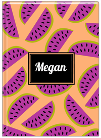 Thumbnail for Personalized Watermelon Journal - Tan Background - Rectangle Nameplate - Front View