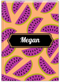 Thumbnail for Personalized Watermelon Journal - Tan Background - Decorative Rectangle Nameplate - Front View