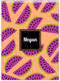 Thumbnail for Personalized Watermelon Journal - Tan Background - Square Nameplate - Front View