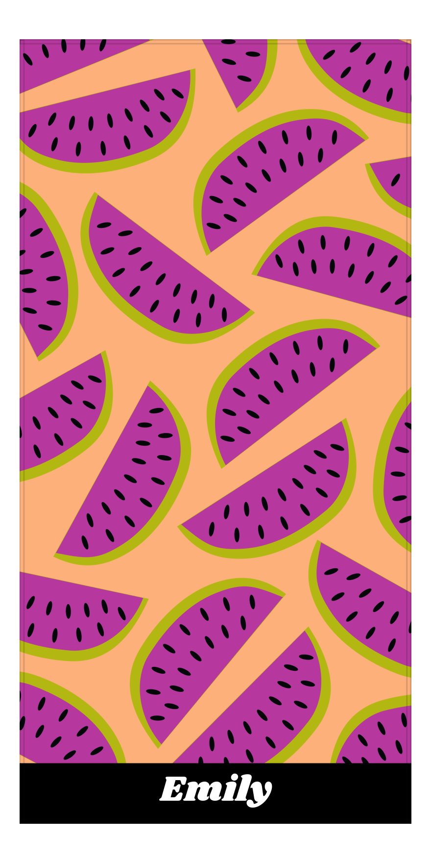 Personalized Watermelon Beach Towel - Tan Background - Front View