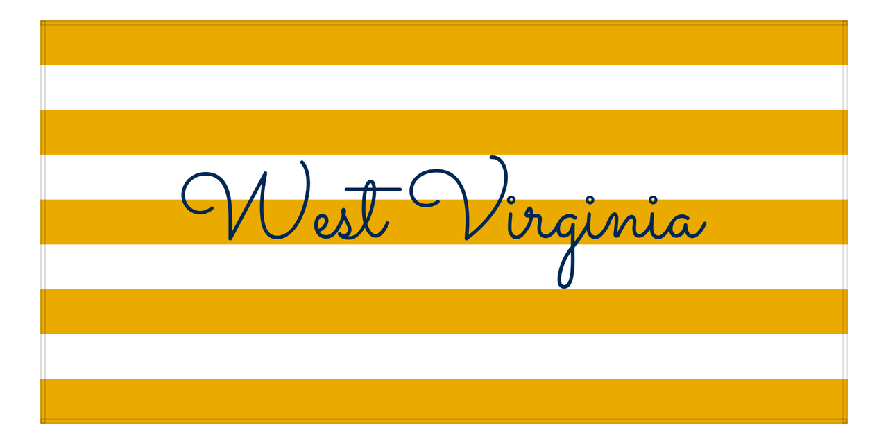Personalized West Virginia Striped Beach Towel - Yellow and White - Front View
