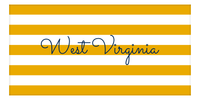 Thumbnail for Personalized West Virginia Striped Beach Towel - Yellow and White - Front View