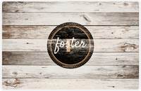 Thumbnail for Personalized Wood Grain Placemat - Name Over Initial - Whitewash Wood - Circle Nameplate -  View