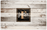 Thumbnail for Personalized Wood Grain Placemat - Name Over Initial - Whitewash Wood - Square Nameplate -  View