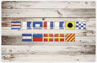 Thumbnail for Personalized Wood Grain Placemat - Nautical Flags - Whitewash Wood - Flags without Letters -  View