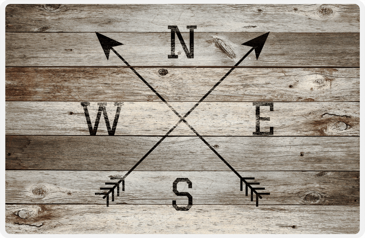 Personalized Wood Grain Placemat - Arrows - Old Grey -  View