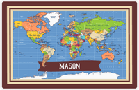 Thumbnail for Personalized World Map Placemat V - Blue Background -  View