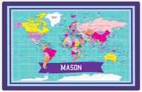 Thumbnail for Personalized World Map Placemat V - Teal Background -  View