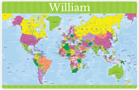 Thumbnail for Personalized World Map Placemat VI - Blue Background -  View