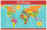 Thumbnail for Personalized World Map Placemat VI - Teal Background -  View