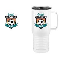Thumbnail for World's Greatest Dad Travel Coffee Mug Tumbler with Handle (20 oz) - Soccer - Design View