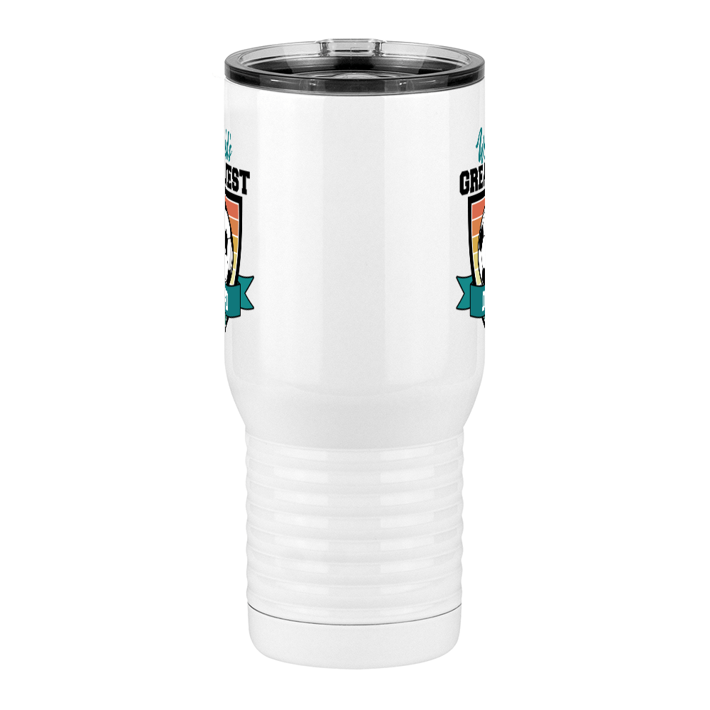 World's Greatest Dad Travel Coffee Mug Tumbler with Handle (20 oz) - Soccer - Front View